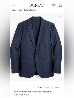 J. Crew Ludlow Slim-fit unstructured blazer in American wool
